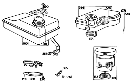 Air Cleaner, Fuel Tank Diagram and Parts List for 80102-0189-XX  Briggs and Stratton Engine